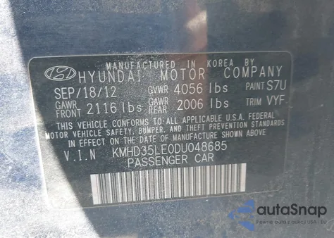 2013 Hyundai Elantra Gt from USA, damaged, VIN KMHD35LE0DU048685